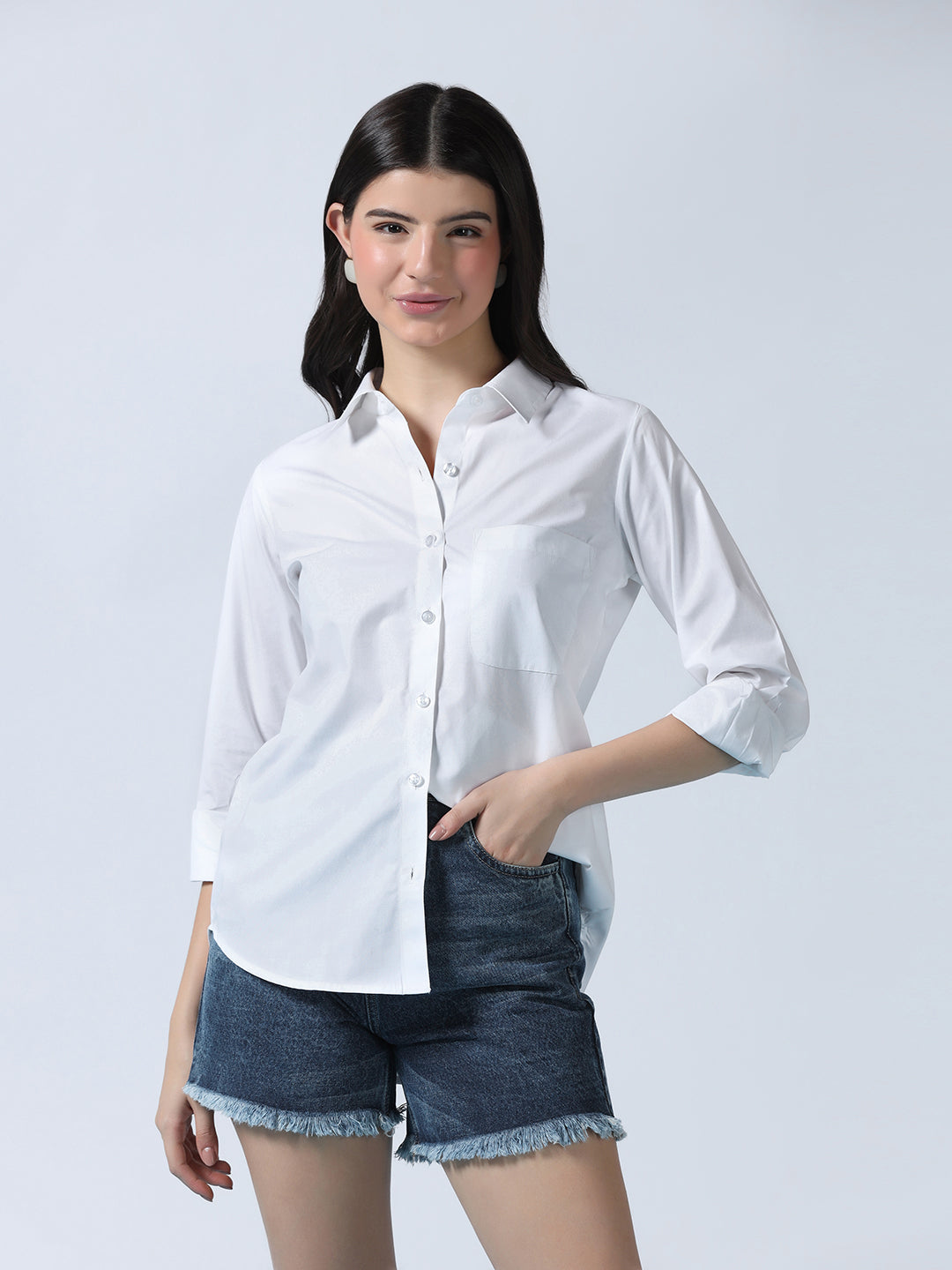 Women White Cotton Shirt - Tahvo India