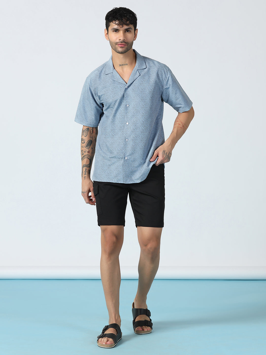 Ocean Wave Pattern Half Shirt