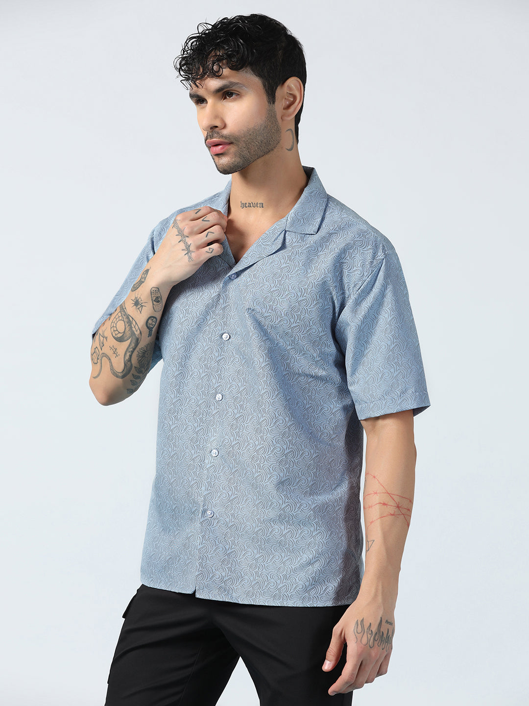 Ocean Wave Pattern Half Shirt