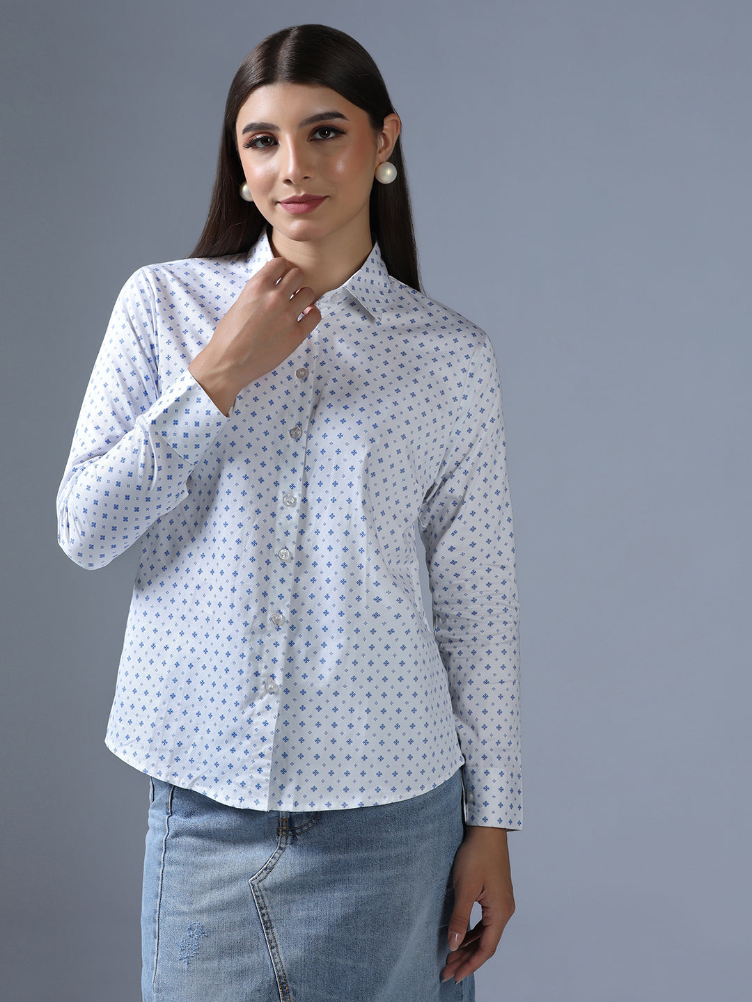 Women White dotted Shirt - Tahvo India