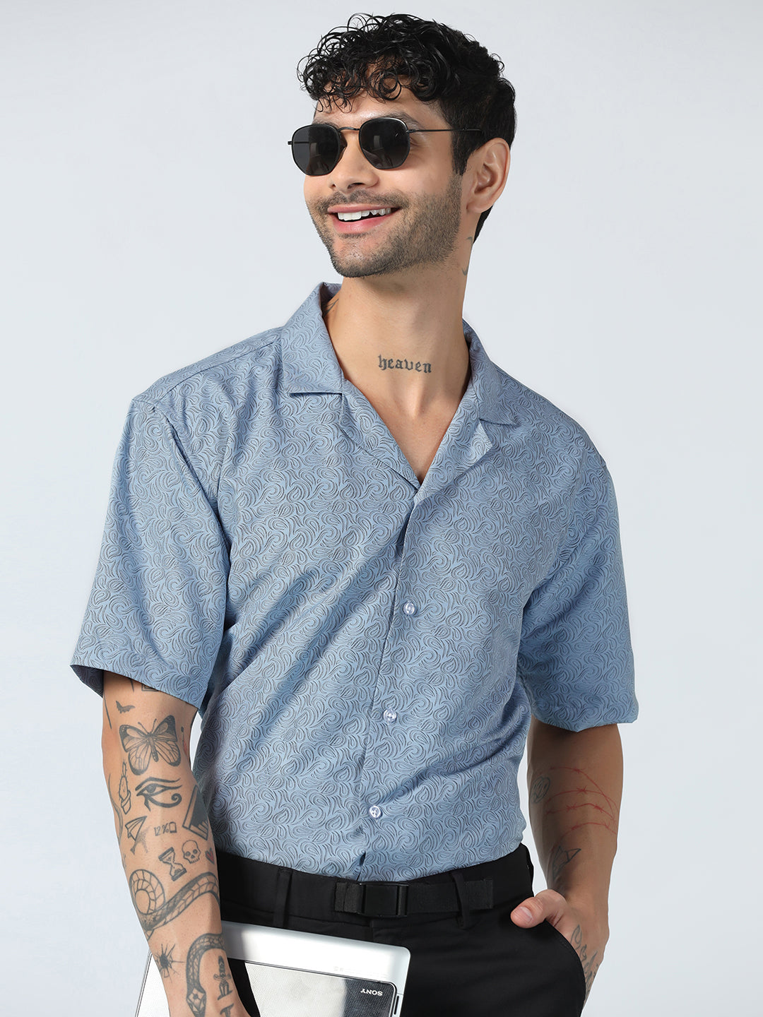 Ocean Wave Pattern Half Shirt