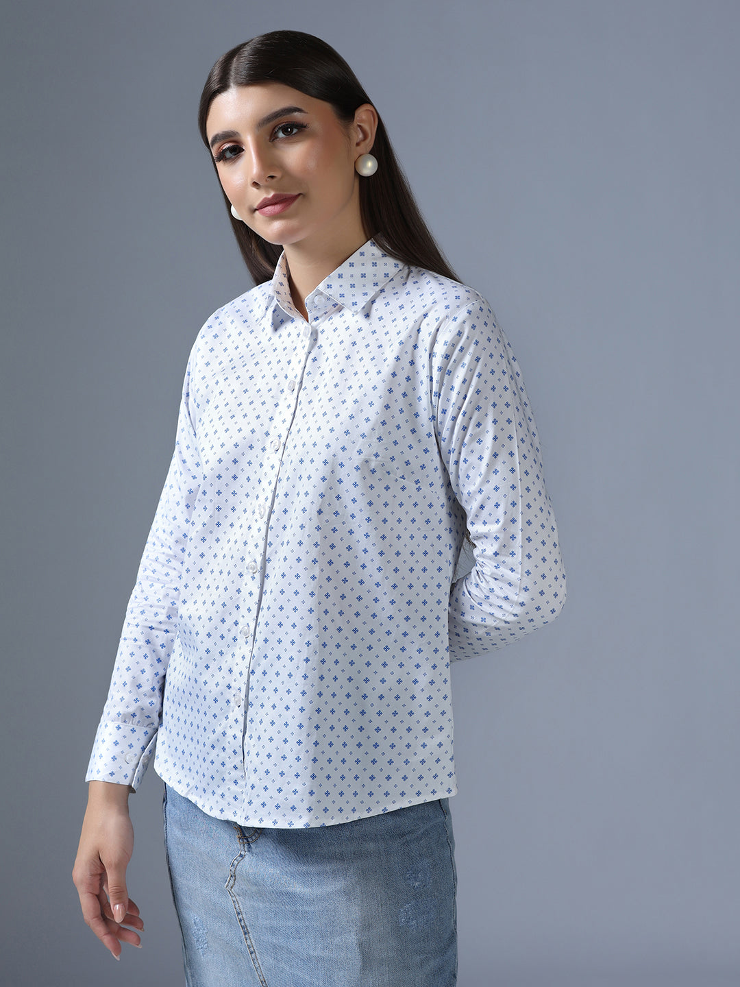 Women White dotted Shirt - Tahvo India