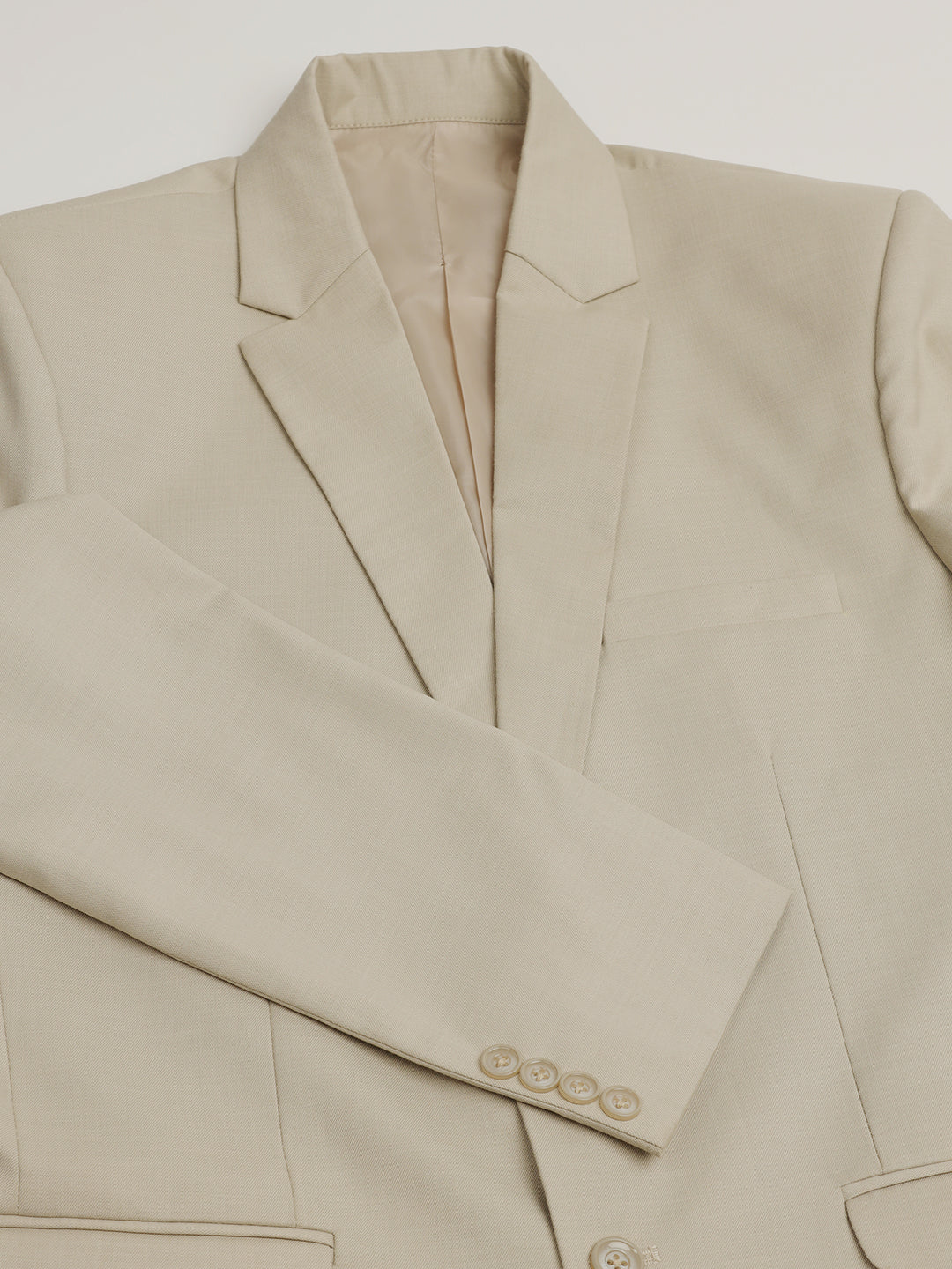Men Beige Notched Lapel Blazer