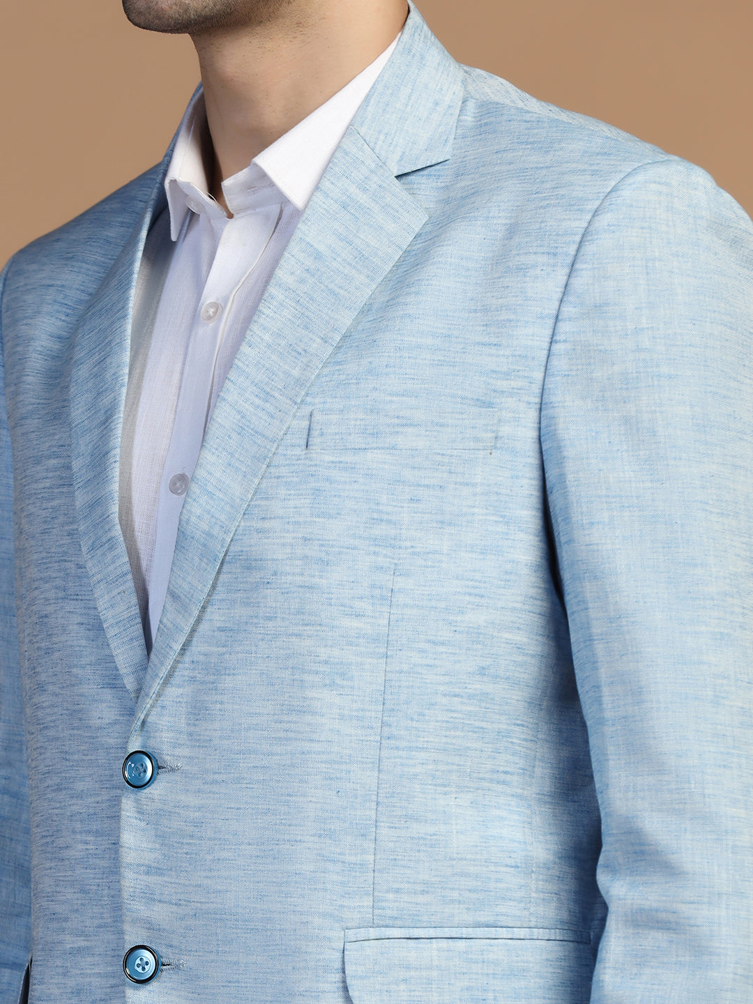 Men Blue Linen Blazer - Tahvo India