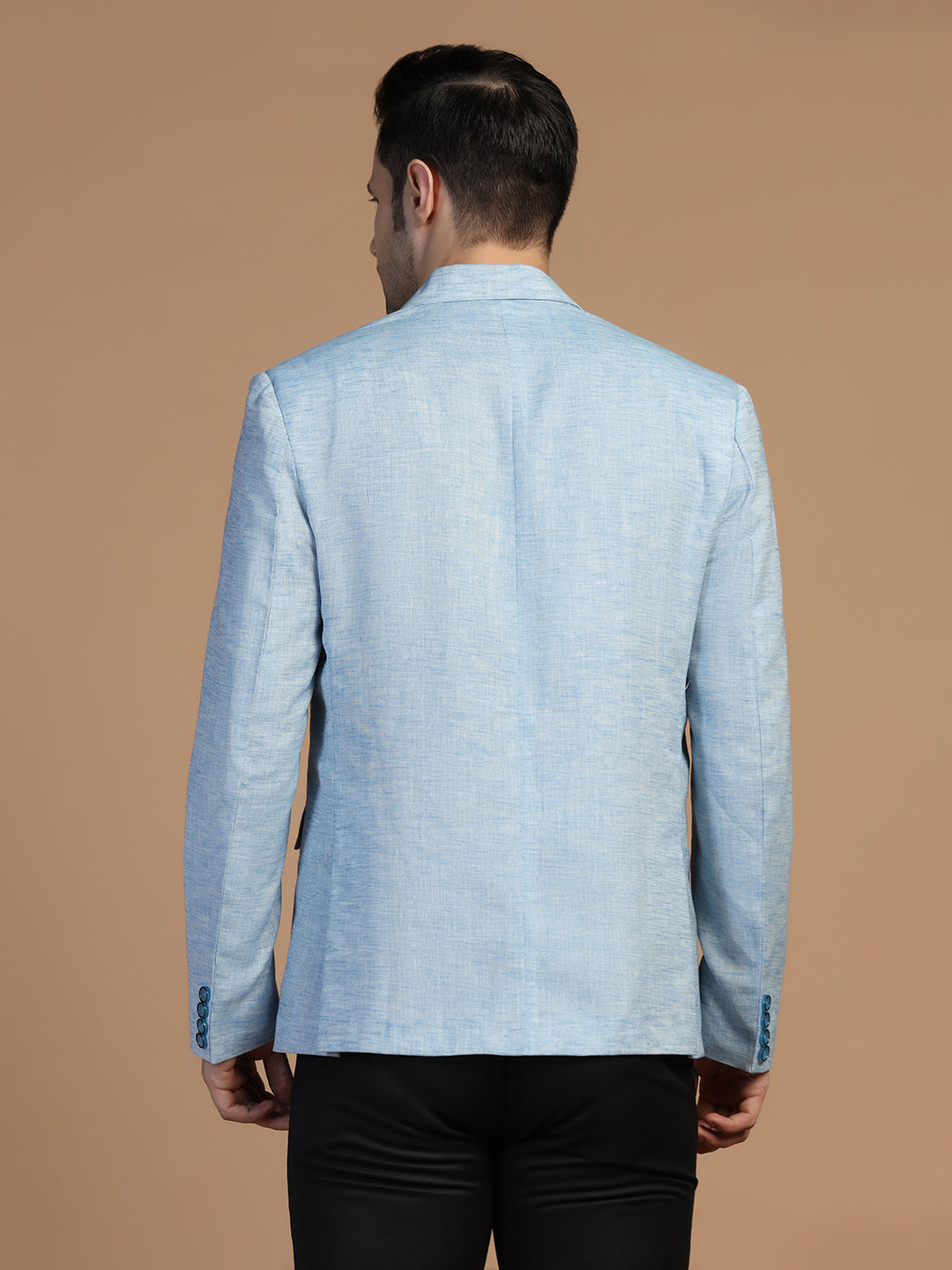 Men Blue Linen Blazer - Tahvo India