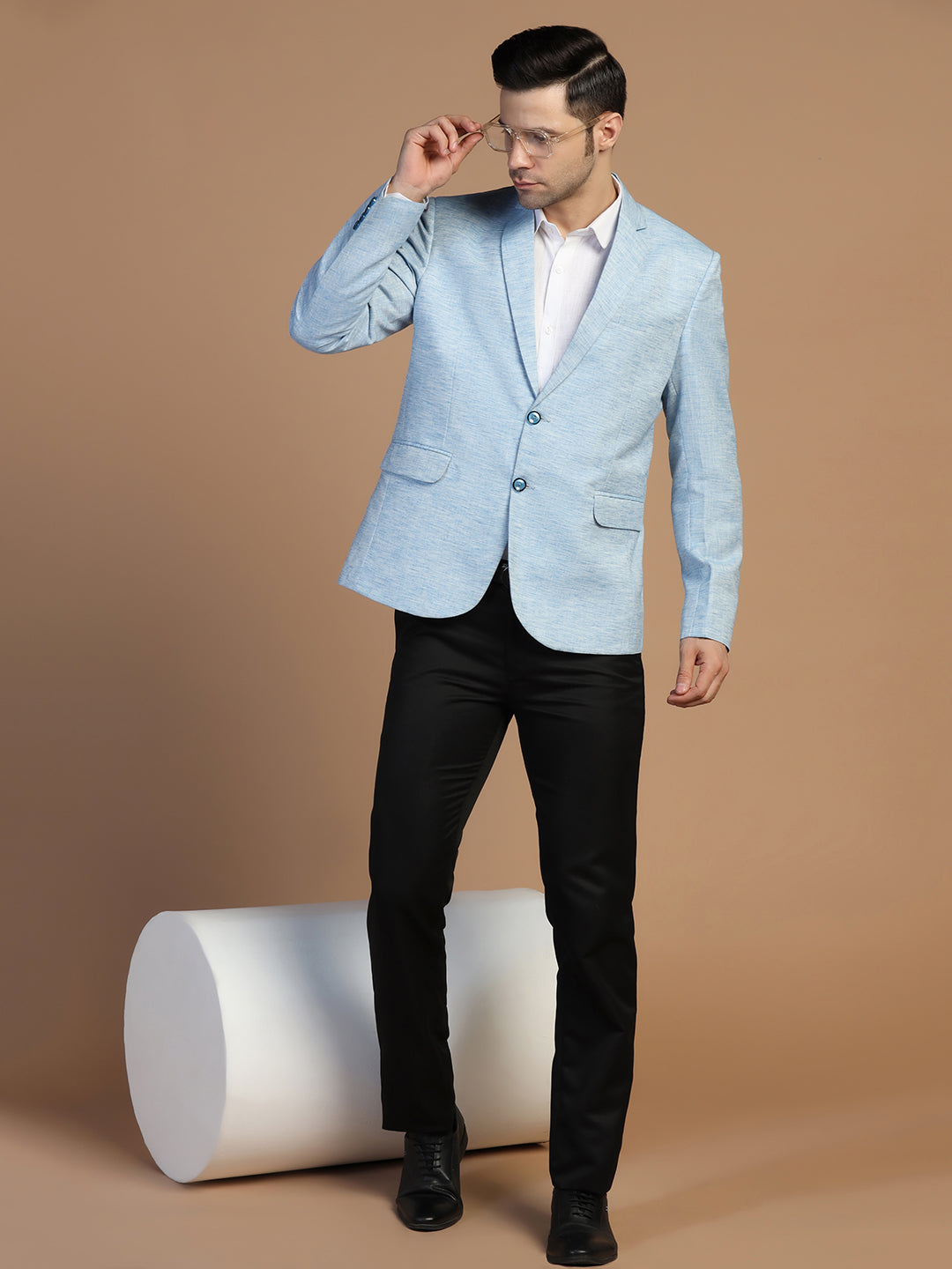 Men Blue Linen Blazer - Tahvo India