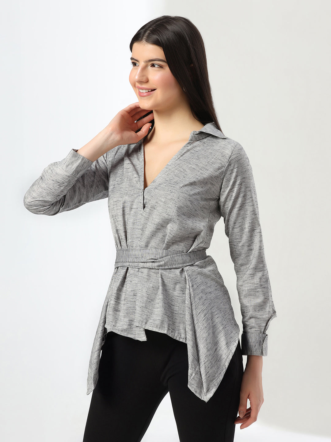 Women Asymmentrical Shirt - Tahvo India