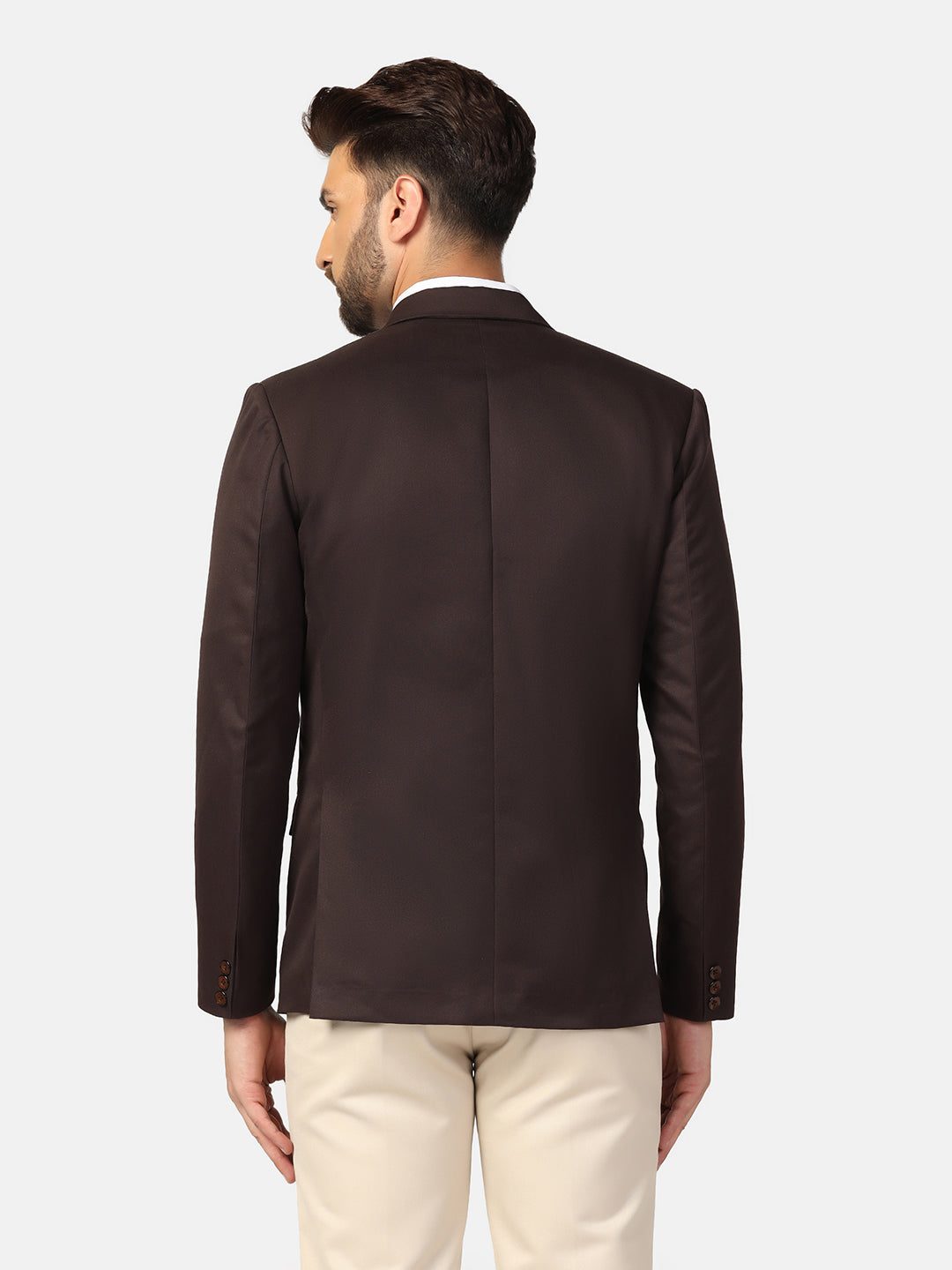 Men Brown Notched Lapel Blazer - Tahvo India