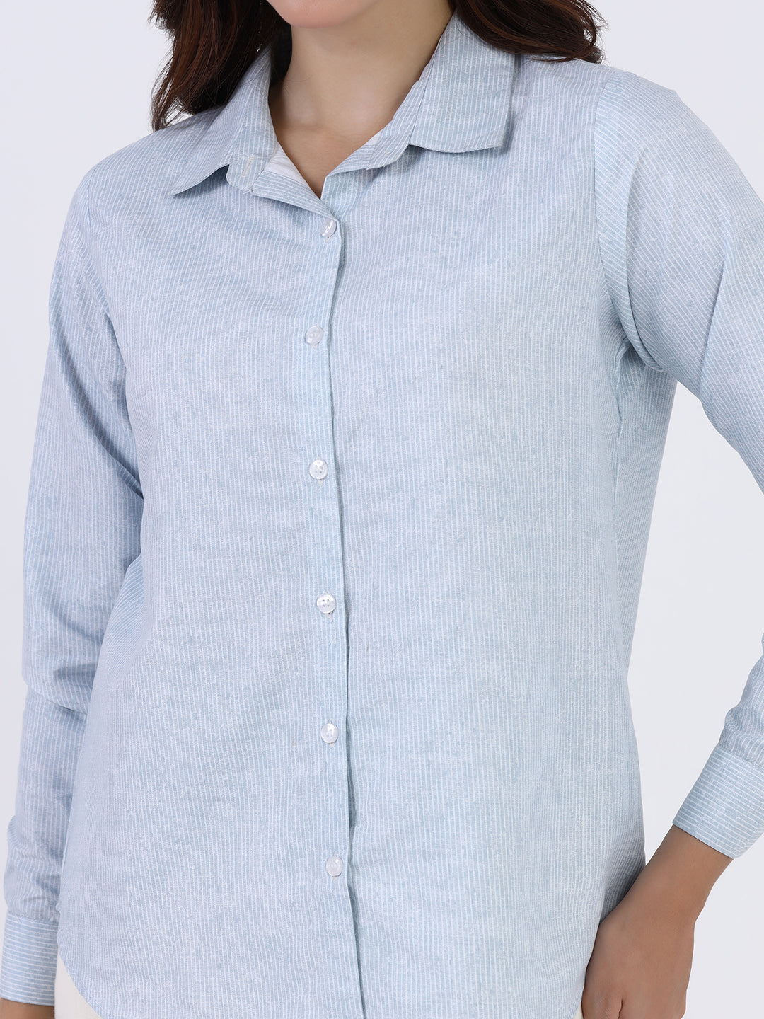 Women Blue Striped casual shirt