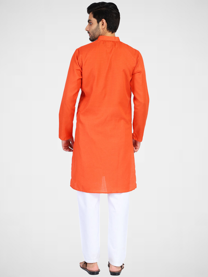 Men Orange Casual Kurta - Tahvo India