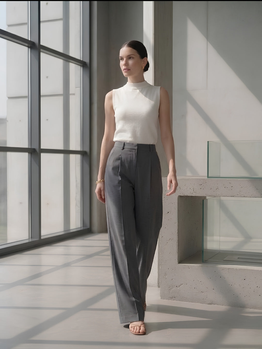 Grey wide leg Trousers
