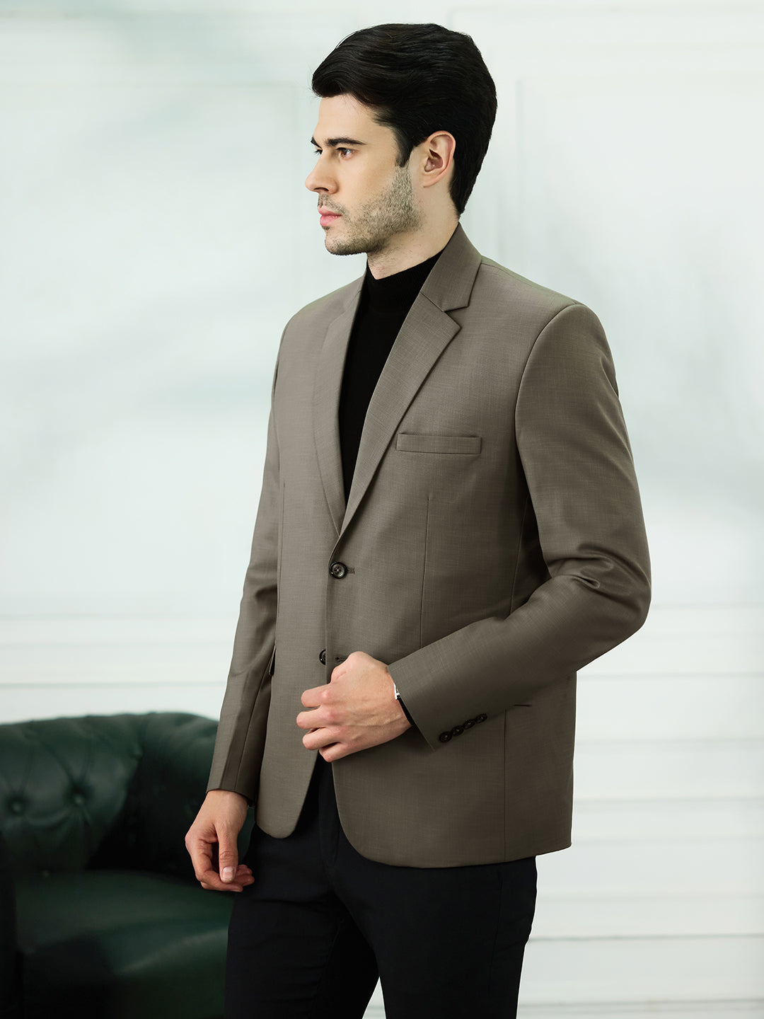 Men Brown Notched Lapel Blazer - Tahvo India