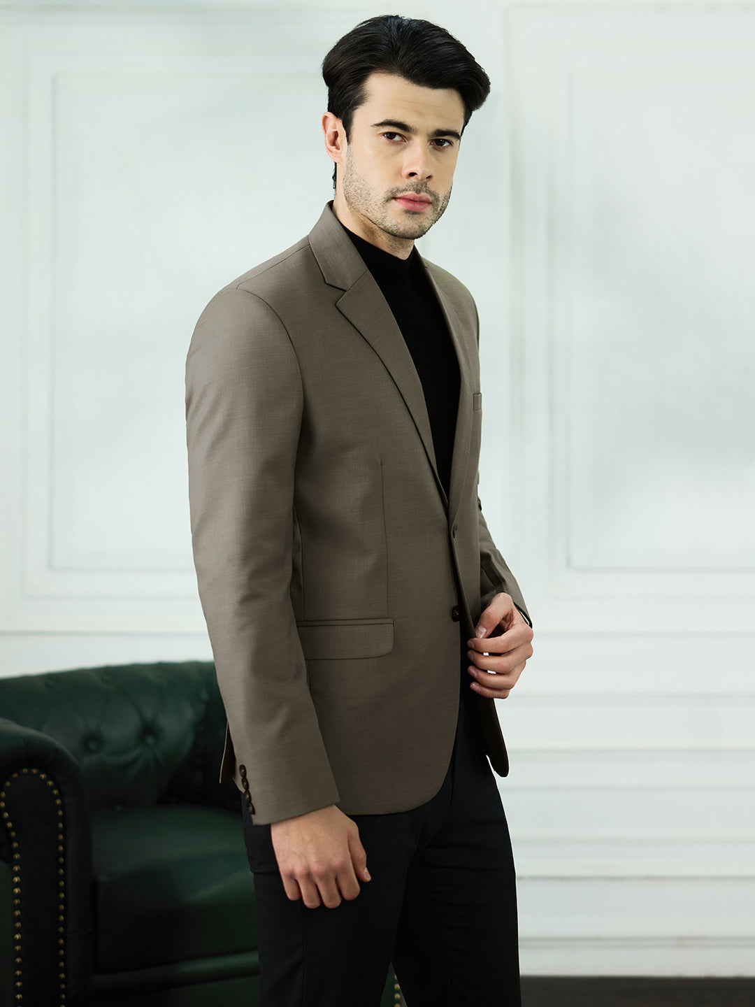 Men Brown Notched Lapel Blazer - Tahvo India