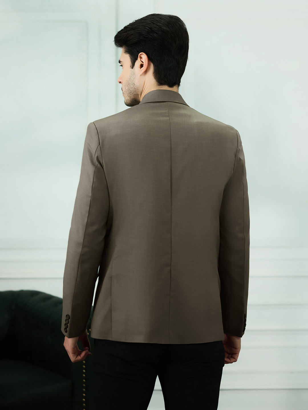 Men Brown Notched Lapel Blazer - Tahvo India