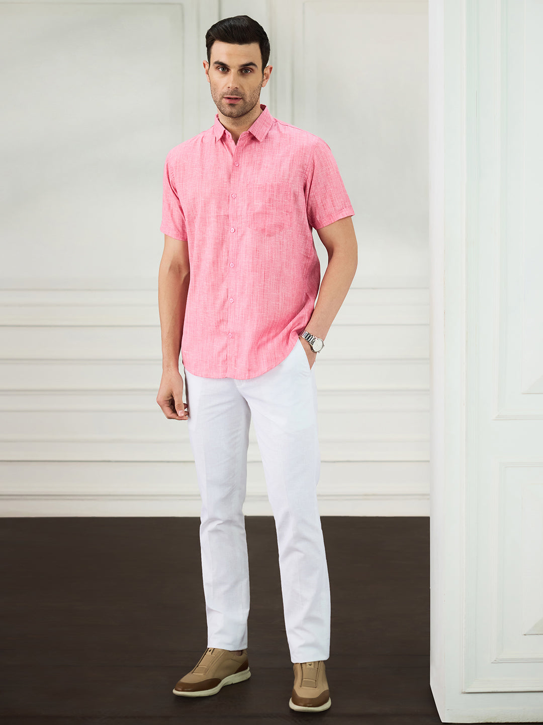 Men Casual Pink Shirt - Tahvo India