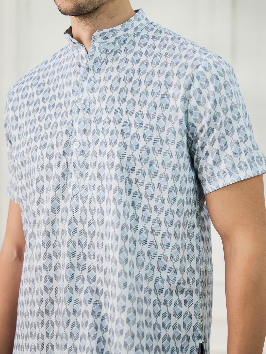 Men White Printed Kurta Shirt - Tahvo India