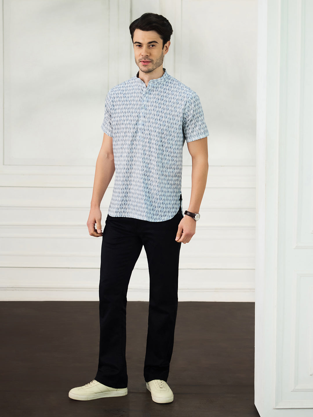 Men White Printed Kurta Shirt - Tahvo India