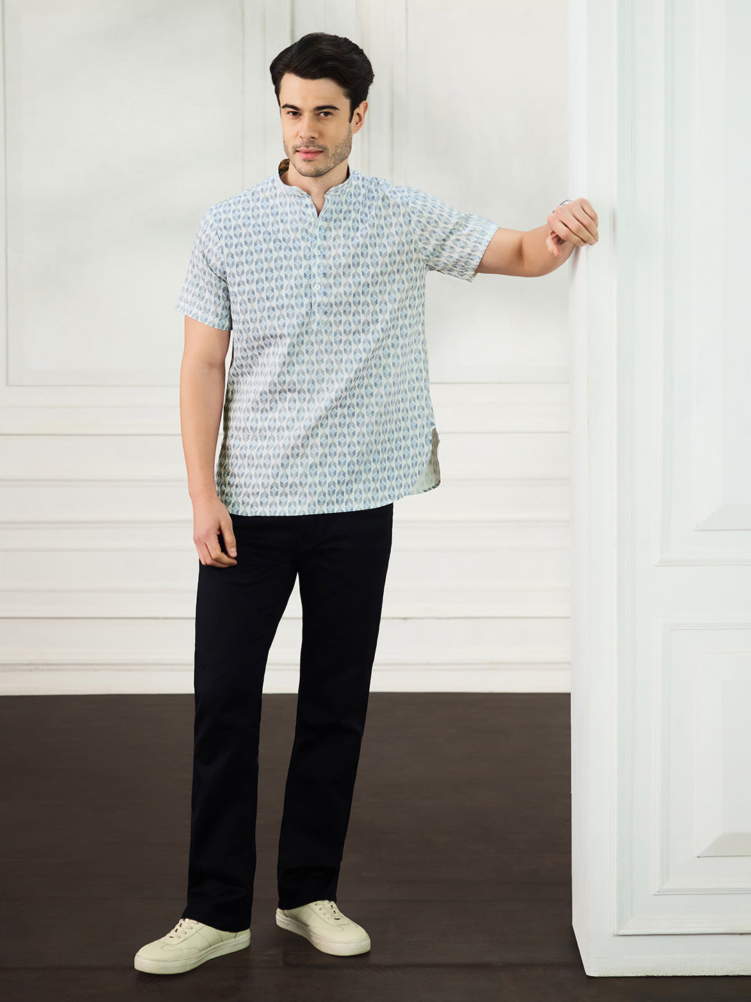 Men White Printed Kurta Shirt - Tahvo India