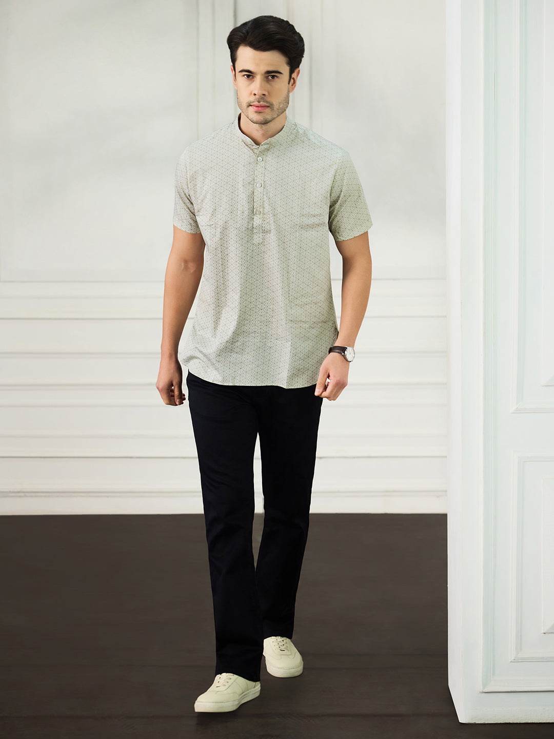 Men Green Printed Half Shirt - Tahvo India
