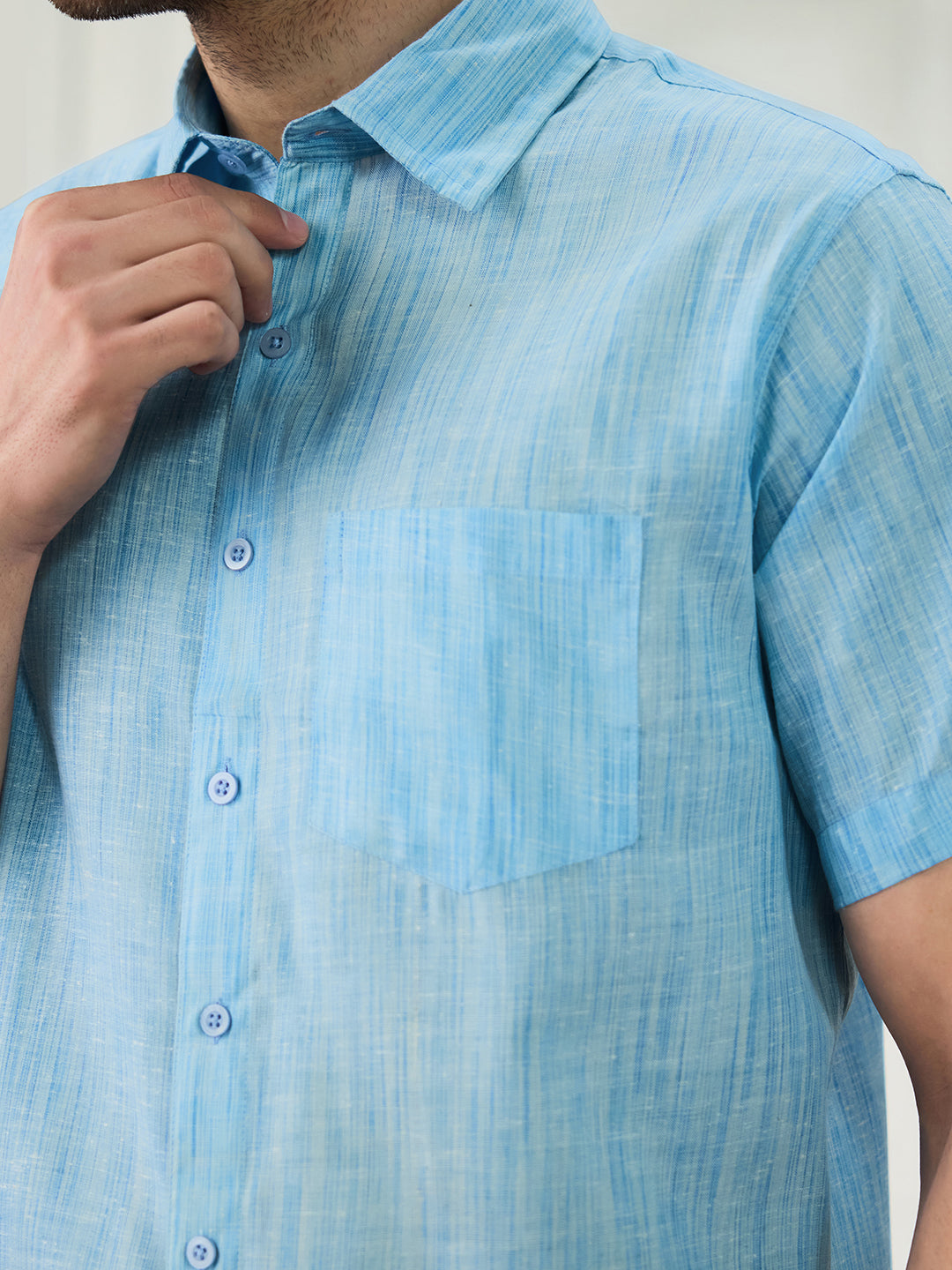 Men Casual Dark Blue Shirt