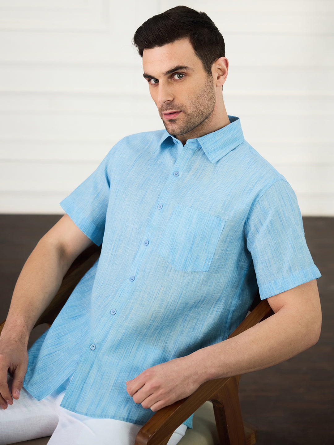 Men Casual Dark Blue Shirt