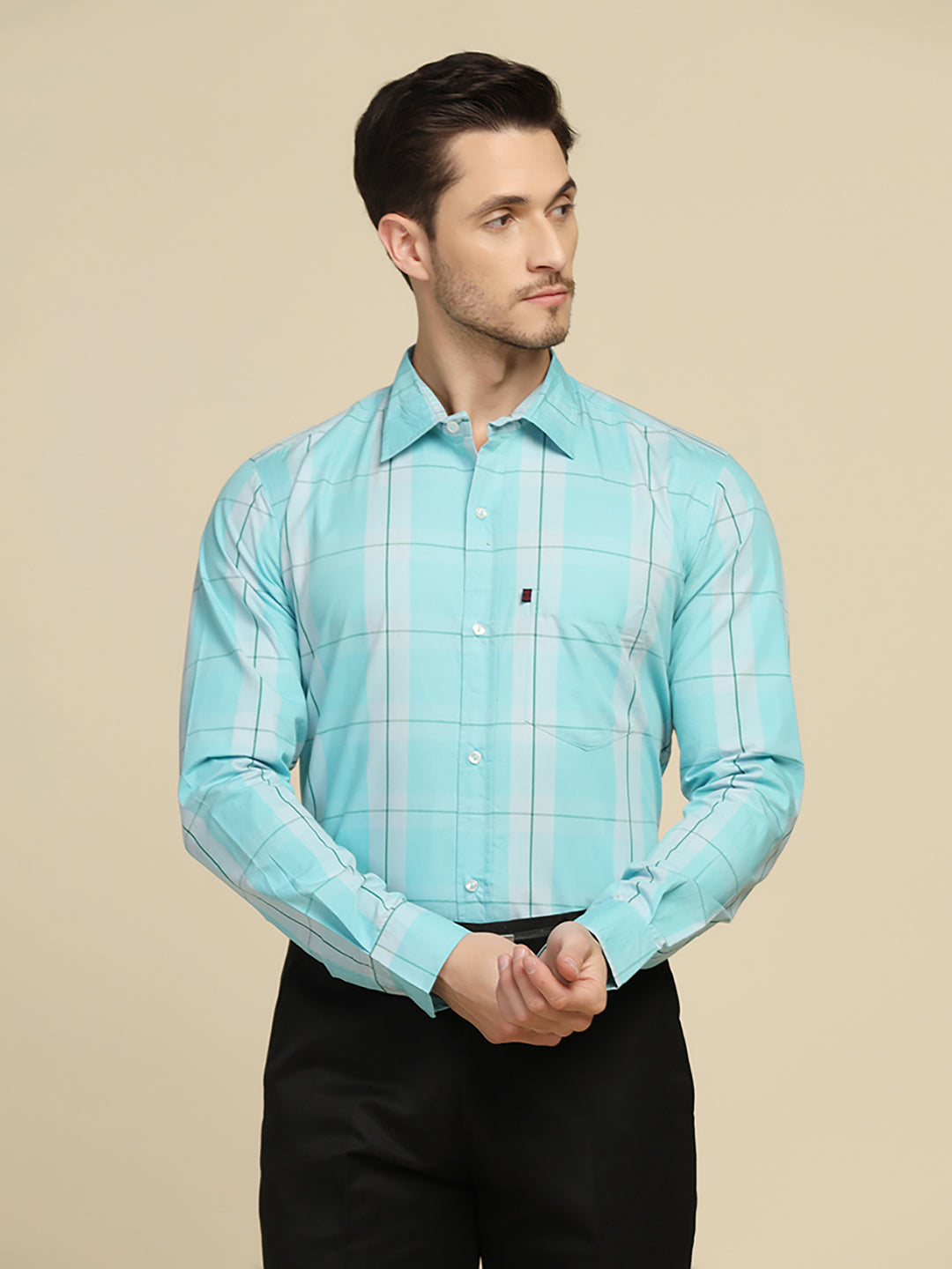 Men Blue Checkered Shirt - Tahvo India