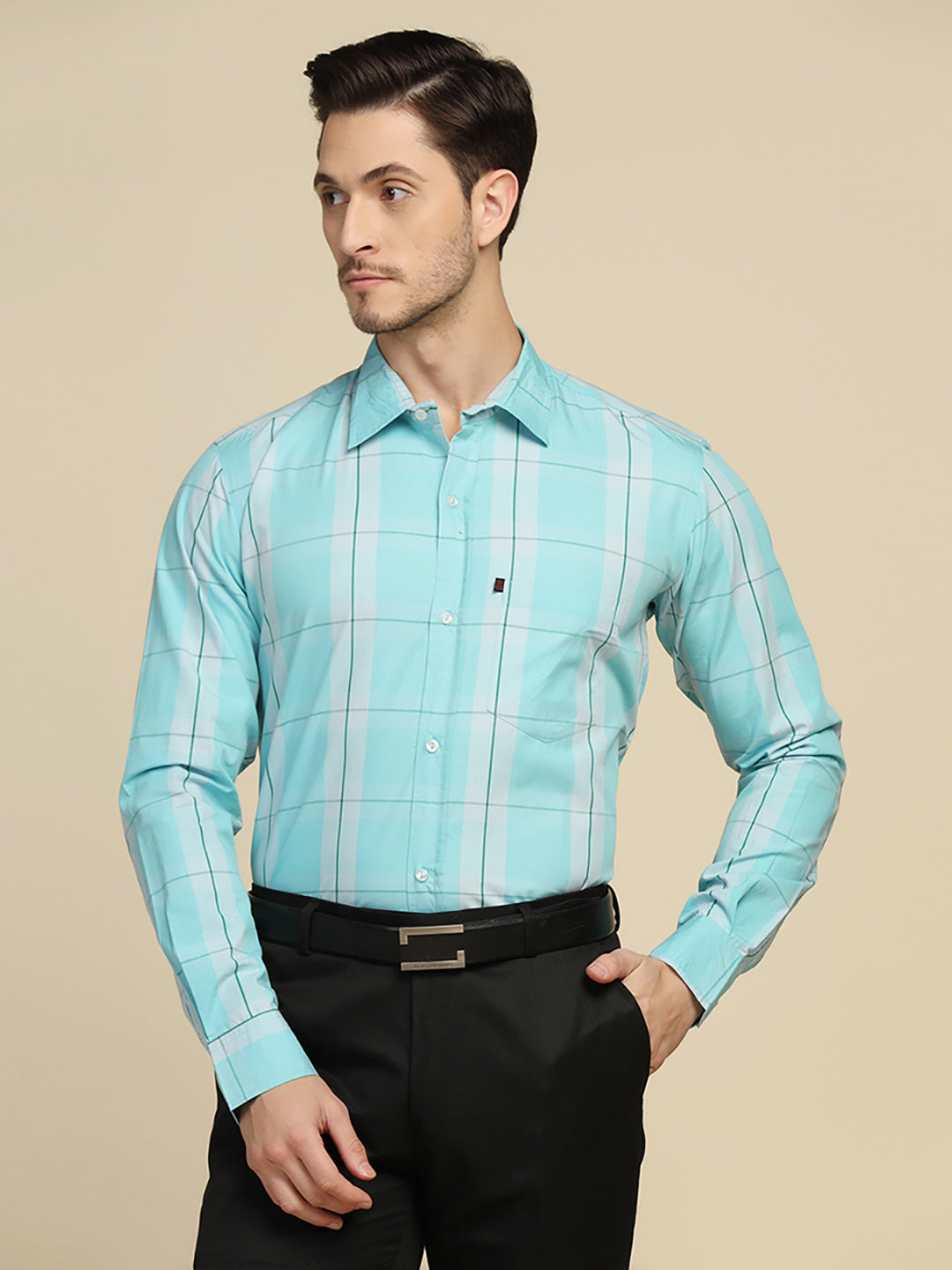 Men Blue Checkered Shirt - Tahvo India
