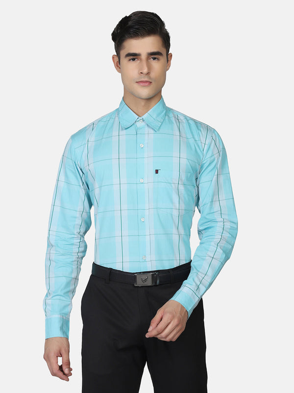 Men Blue Checkered Shirt