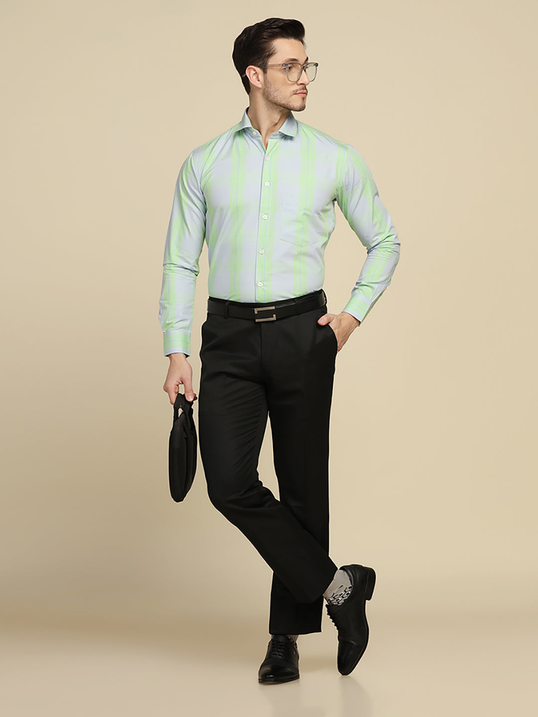 Men Flouresent Green Checkered Shirt - Tahvo India
