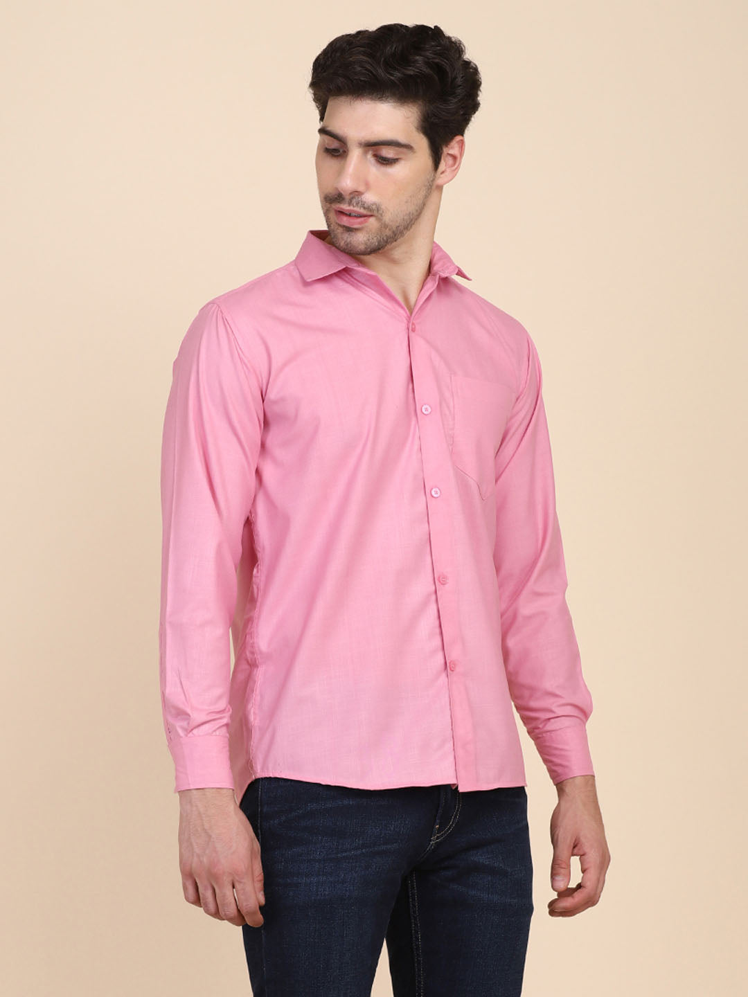 Men Pink Solid Shirt - Tahvo India