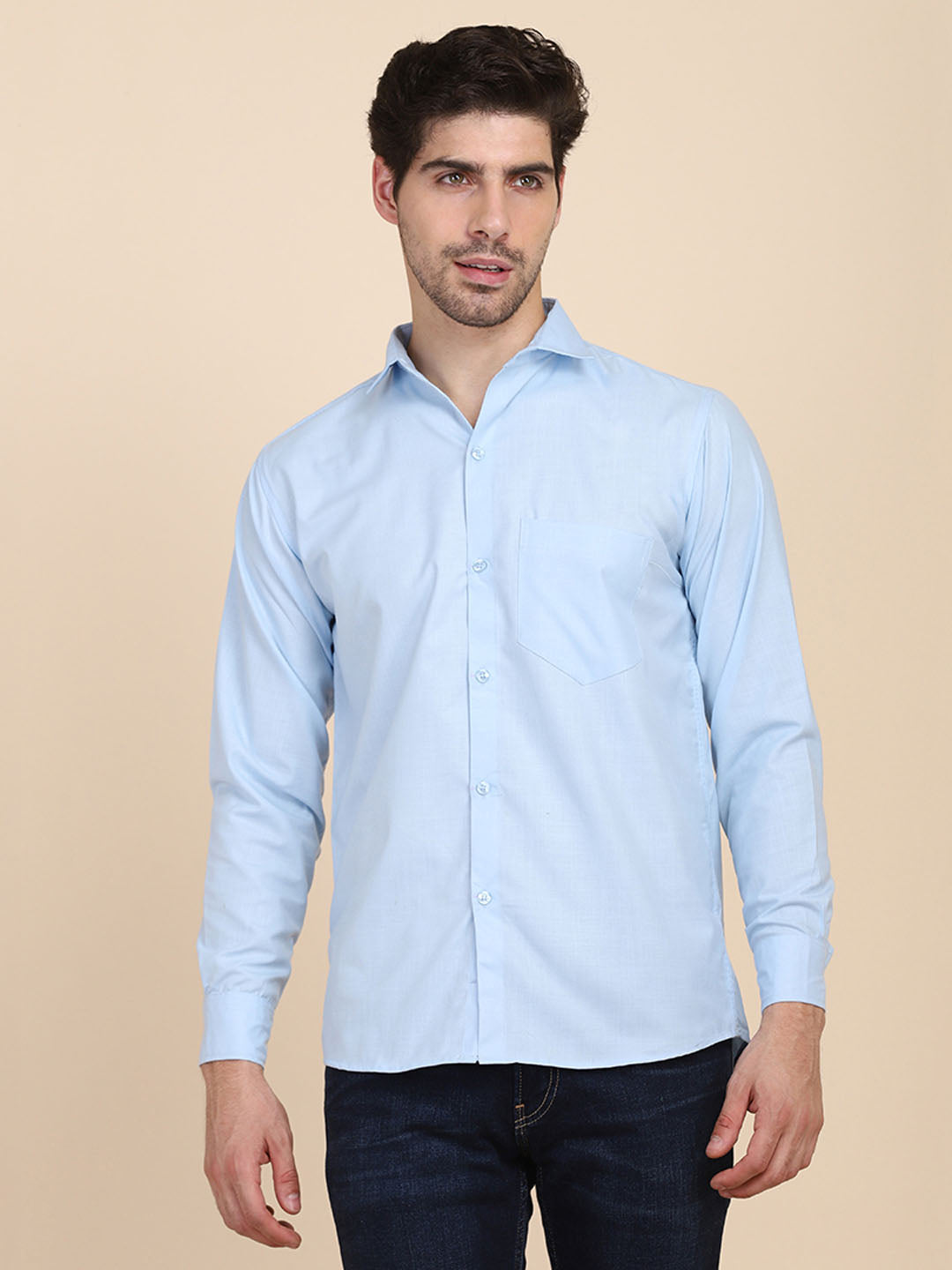 Men Blue Solid Shirt - Tahvo India
