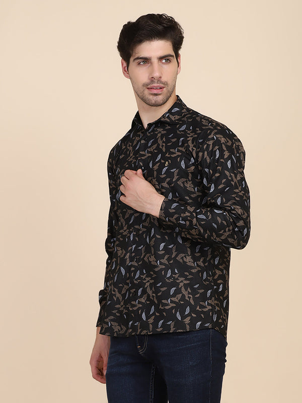 Men Black Printed Casual Shirt