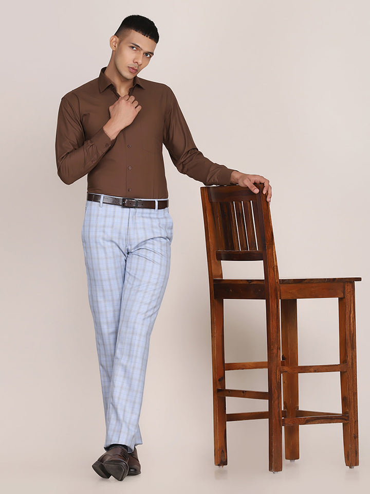 Men Brown Cotton Formal Shirt - Tahvo India