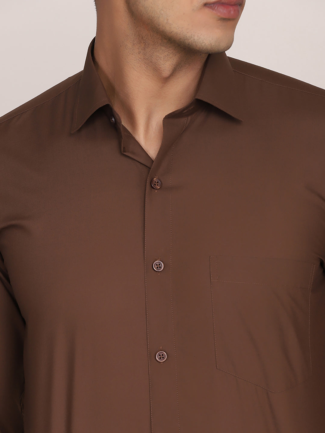 Men Brown Cotton Formal Shirt - Tahvo India
