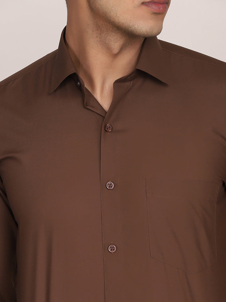 Men Brown Cotton Formal Shirt - Tahvo India