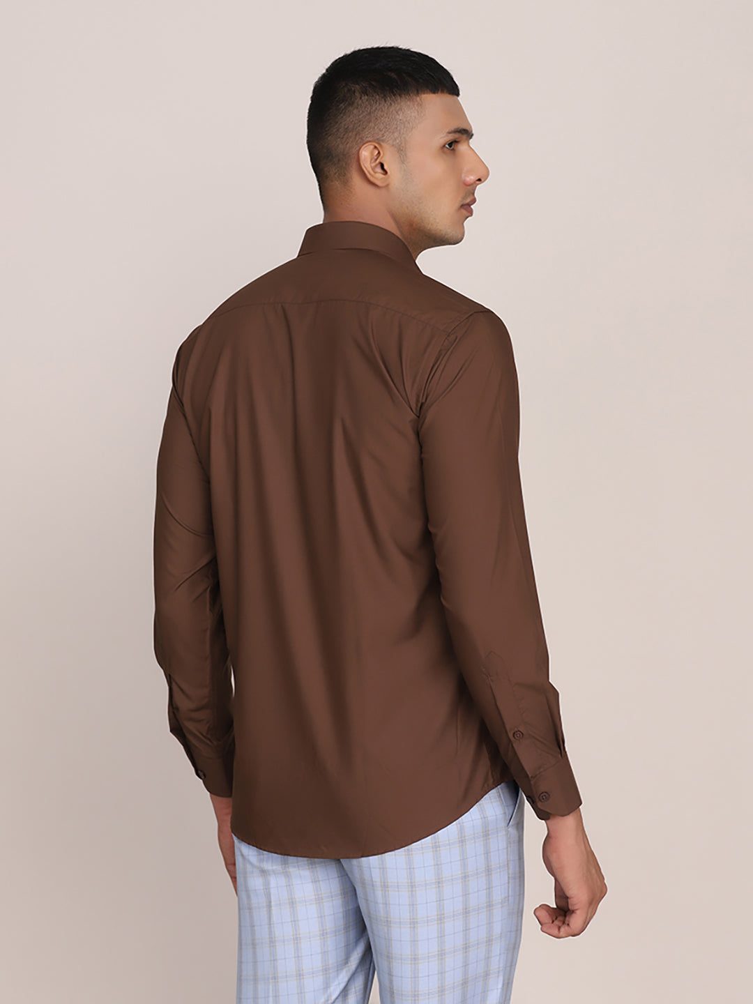Men Brown Cotton Formal Shirt - Tahvo India