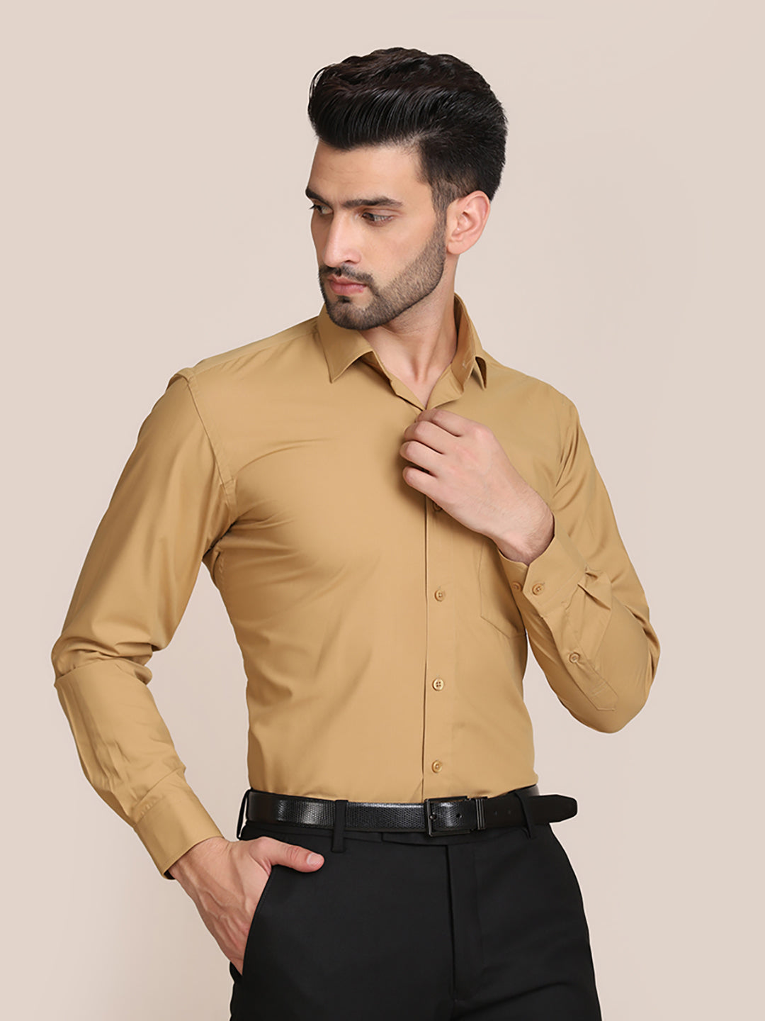 Men Mustard Formal solid Shirt - Tahvo India