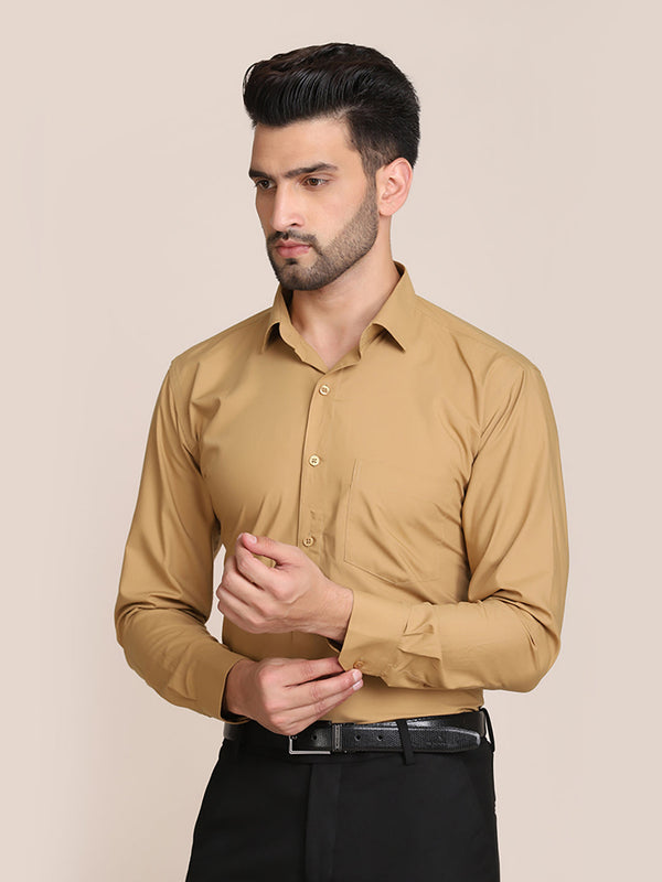 Men Mustard Formal solid Shirt - Tahvo India