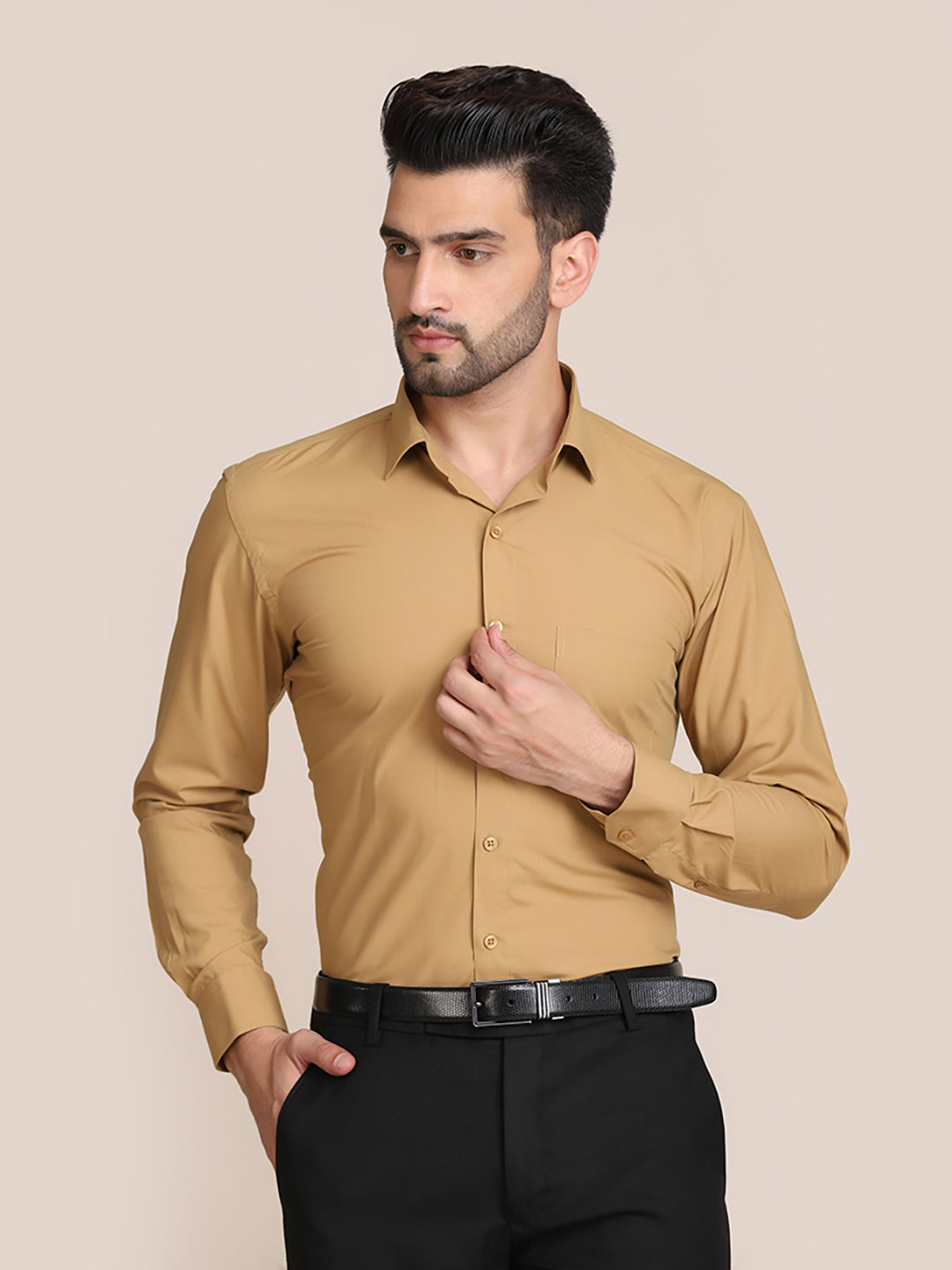 Men Mustard Formal solid Shirt - Tahvo India