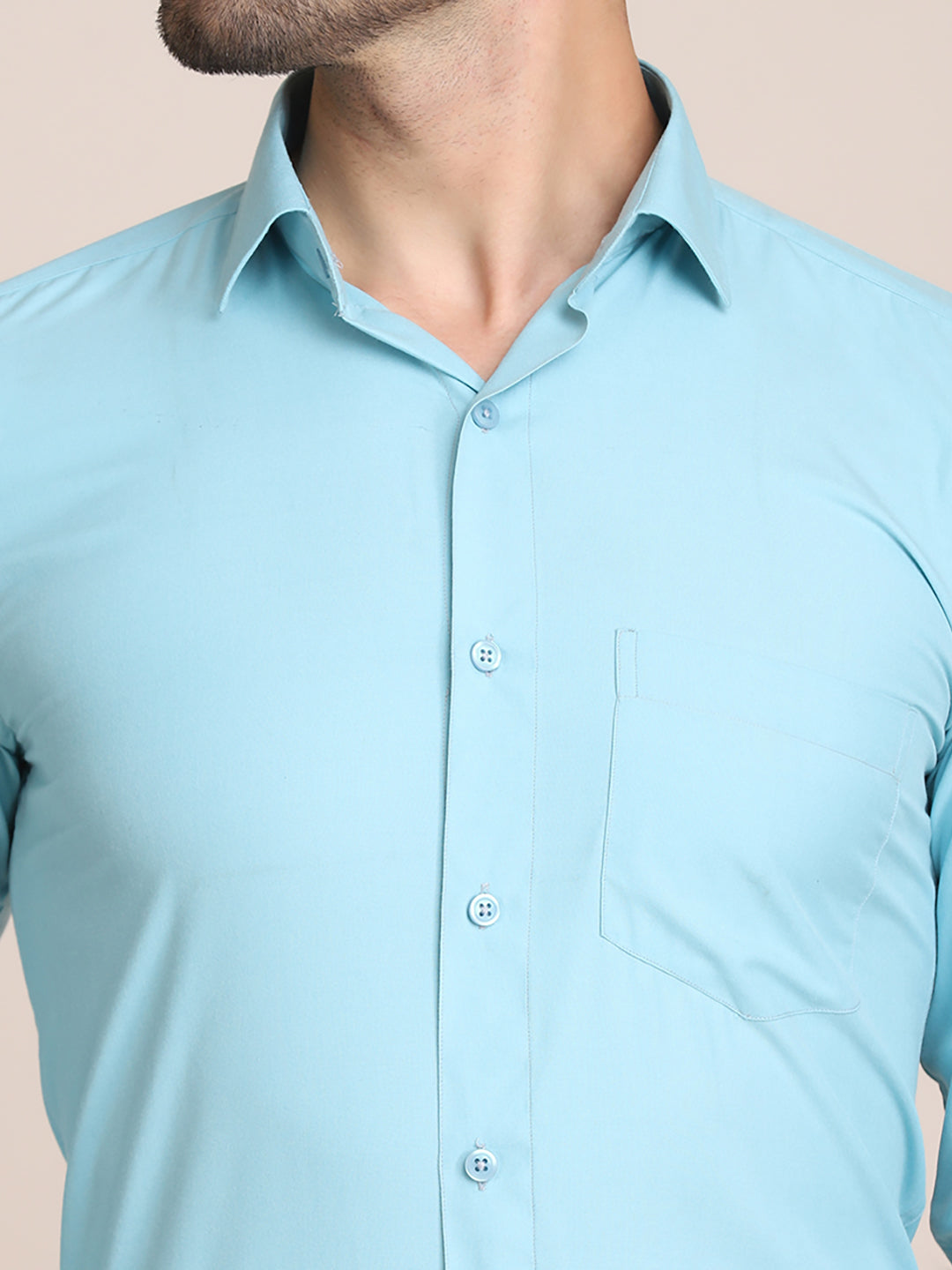 Men Blue Formal Solid Shirt - Tahvo India