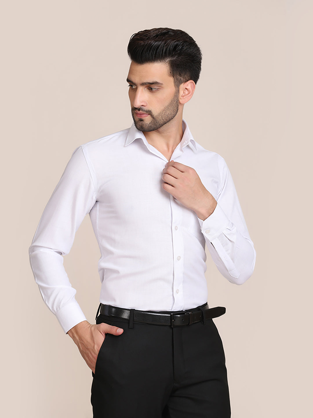 Men White Formal Solid Shirt - Tahvo India