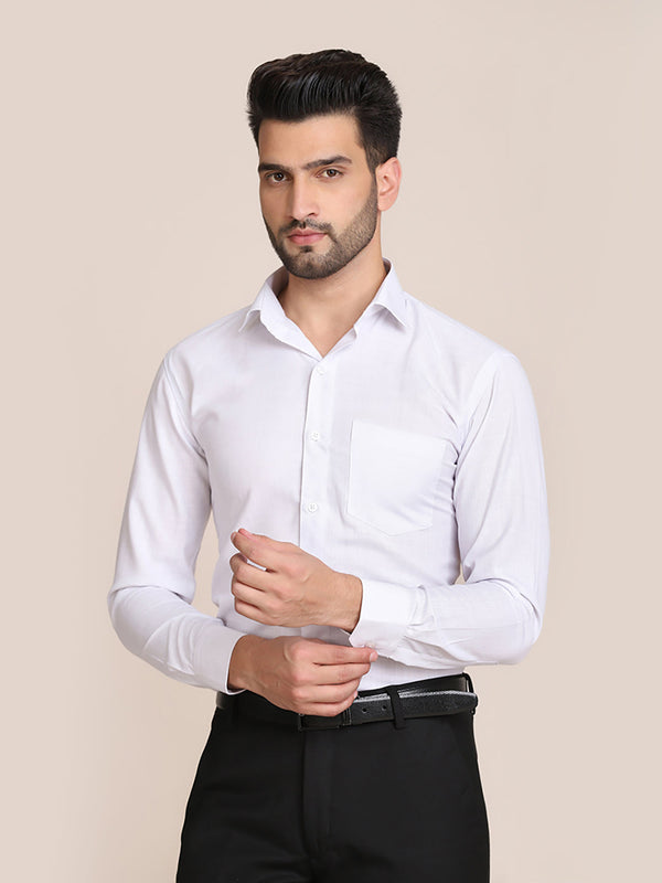 Men White Formal Solid Shirt - Tahvo India