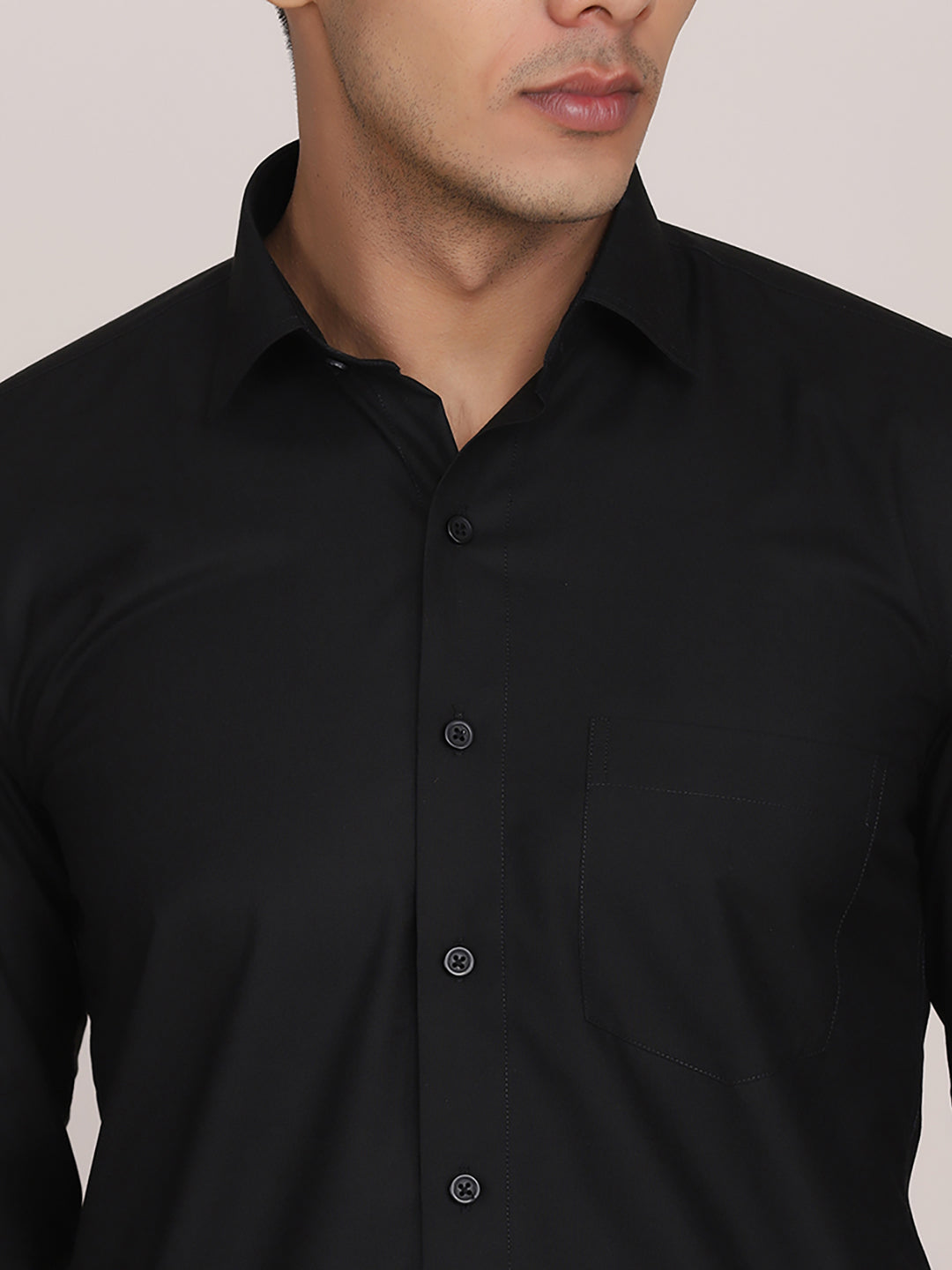 Men Black Formal Solid Shirt - Tahvo India