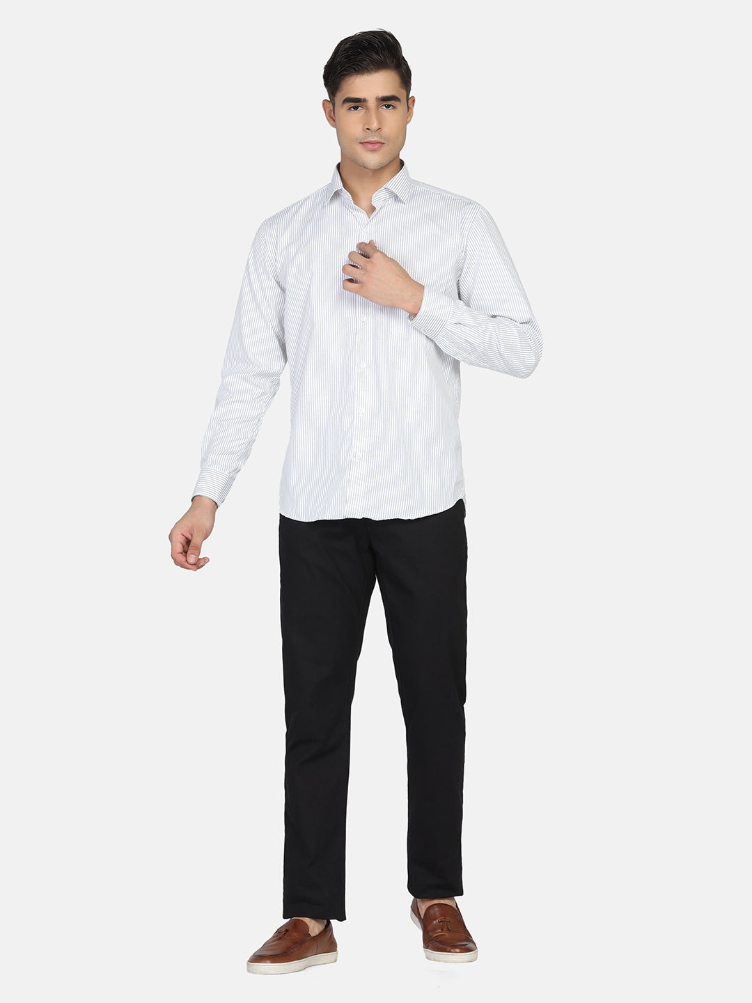 Men White Stripes Formal Shirt - Tahvo India