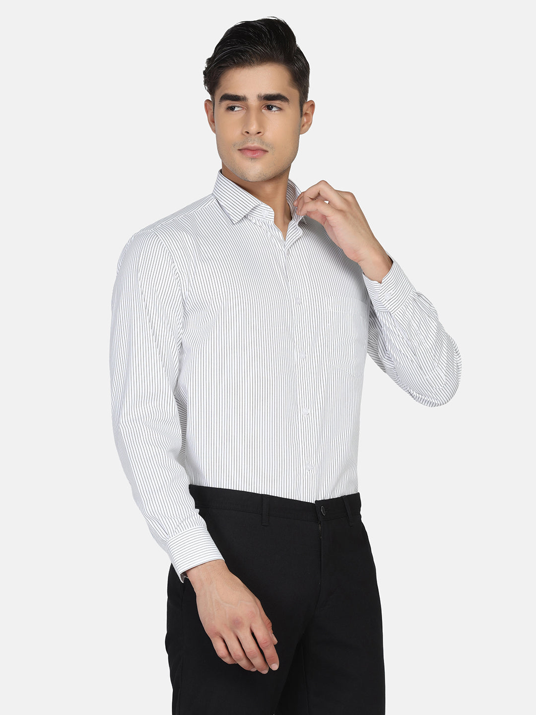 Men White Stripes Formal Shirt - Tahvo India