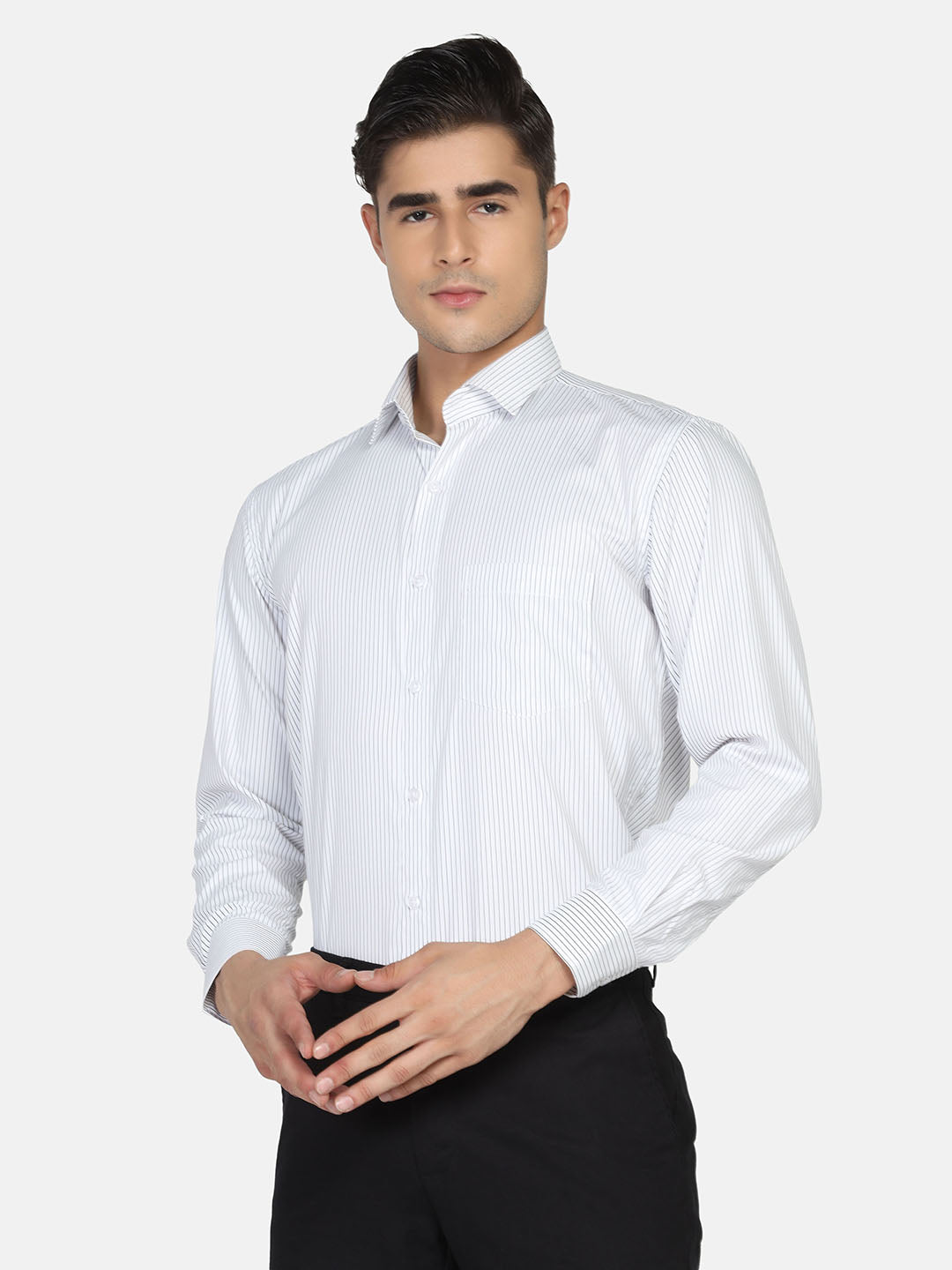 Men White Stripes Formal Shirt - Tahvo India