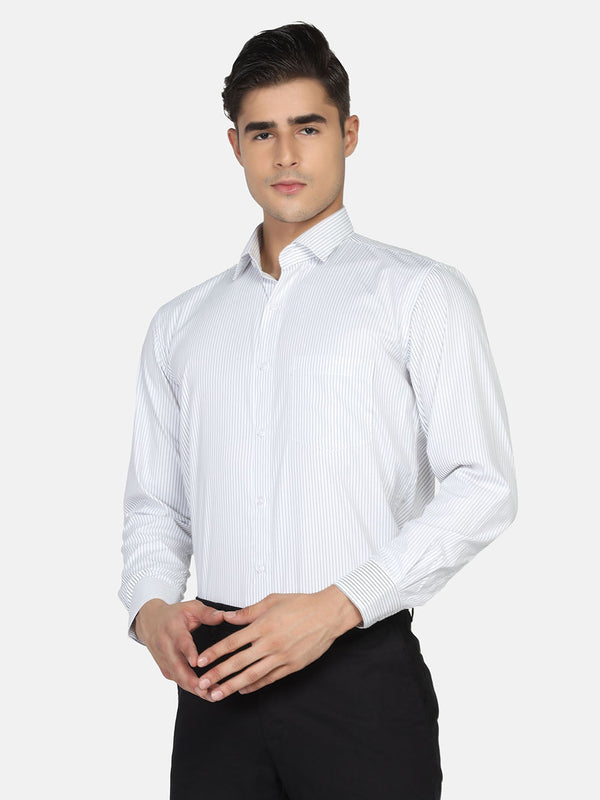 Men White Stripes Formal Shirt - Tahvo India