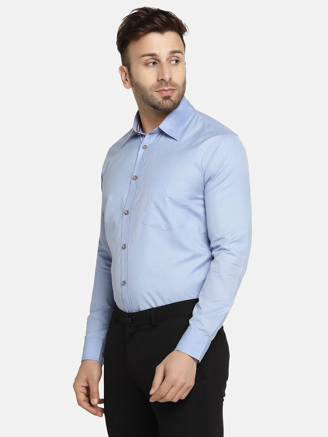 Men Blue Solid Formal Shirt - Tahvo India