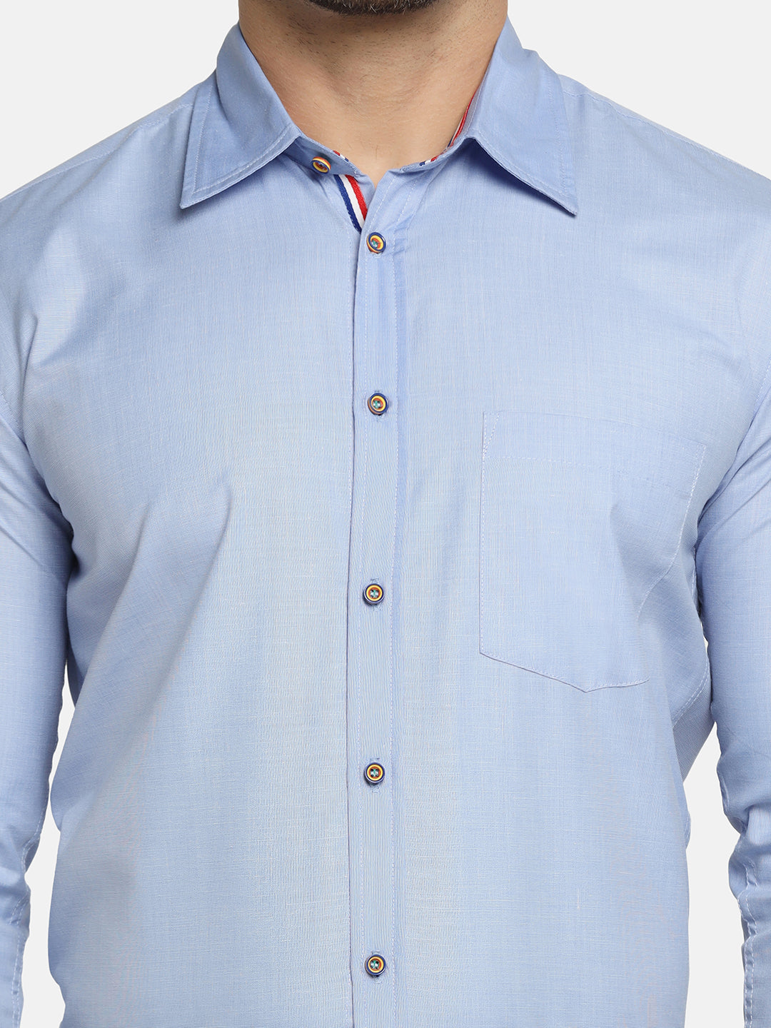 Men Blue Solid Formal Shirt - Tahvo India