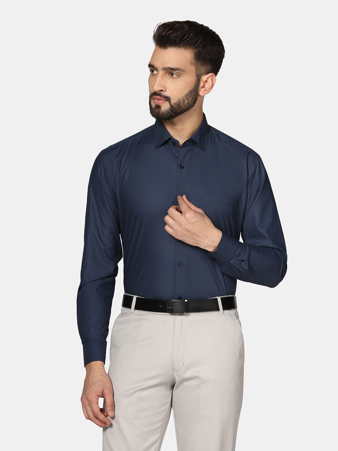 Men Blue Soft Cotton Solid Shirt - Tahvo India